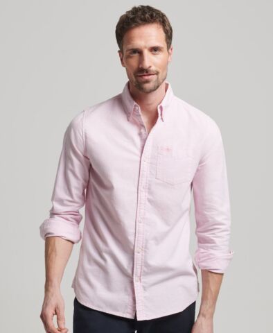 Superdry Organic Cotton Long Sleeve Oxford Shirt-City Pink