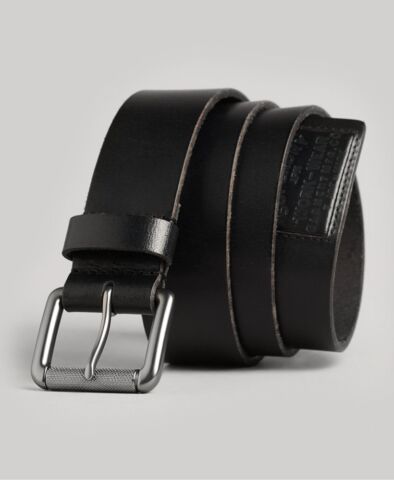 Superdry Badgeman Leather Belt-Black