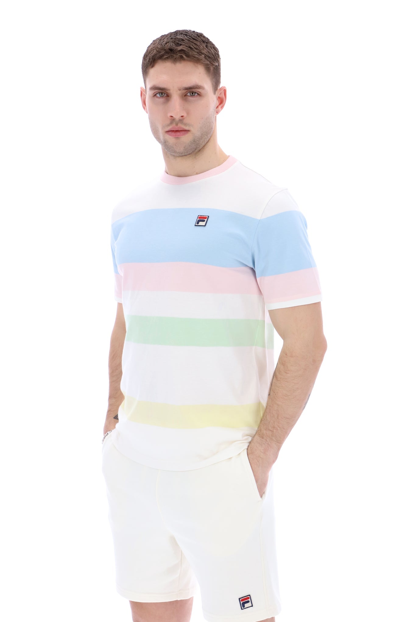 Fila Slitter Printed Stripe T-Shirt-Multi