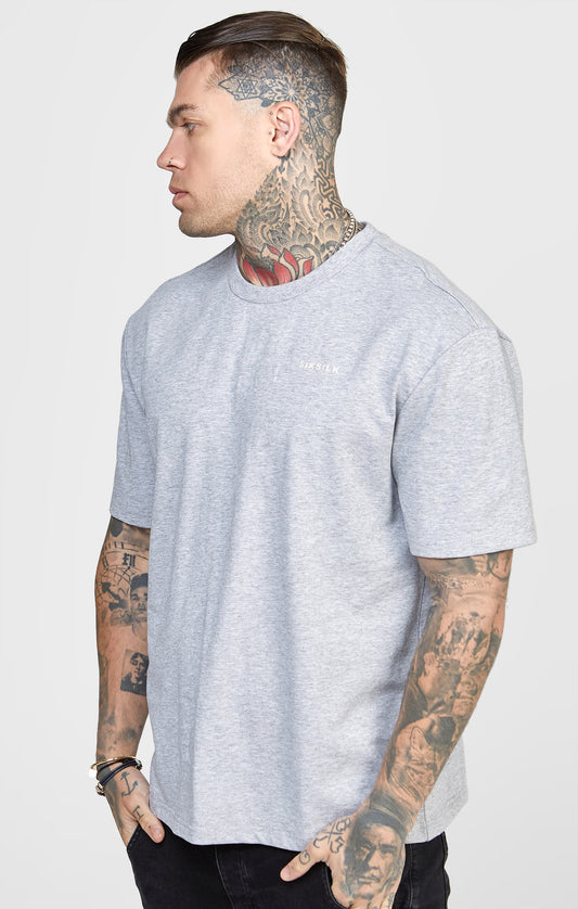SikSilk Oversized Back Logo T-Shirt-Grey