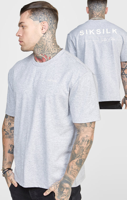 SikSilk Oversized Back Logo T-Shirt-Grey