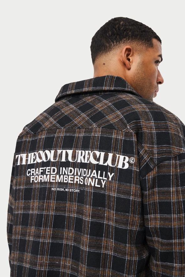The Couture Club Members Only Spliced Check Shirt-Black